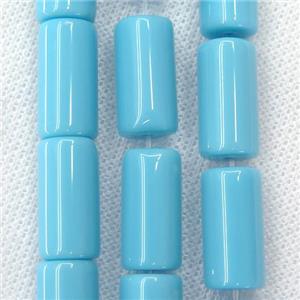 blue Jadeite Glass tube beads, approx 10x20mm [GSFPB062]