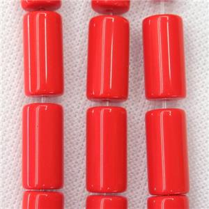 red Jadeite Glass tube beads, approx 10x20mm [GSFPB067]