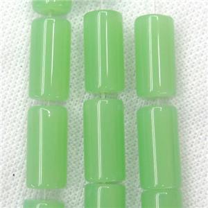 springgreen Jadeite Glass tube beads, approx 10x20mm [GSFPB068]