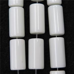 white Jadeite Glass tube beads, approx 10x20mm [GSFPB070]