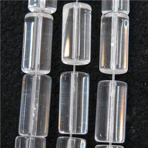 clear Crystal Glass tube beads, approx 10x20mm [GSFPB072]