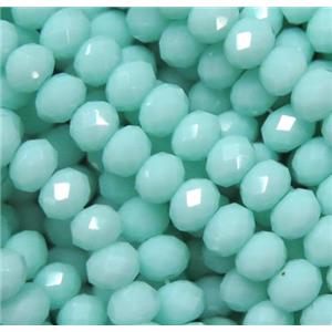 Chinese crystal glass bead, faceted rondelle, Amazonite color, approx 8mm, 72pcs per st [GSICC1003-8MM]