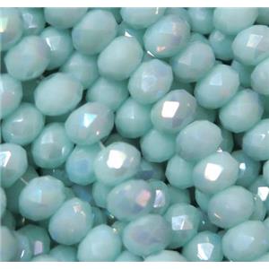 Chinese crystal glass bead, faceted rondelle, Amazonite AB color, approx 8mm, 72pcs per st [GSICC1007-8MM]