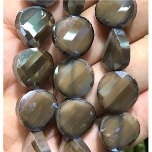 chinese crystal glass beads, faceted twist, coffee, approx 14mm dia, 44pcs per st [GSICC1274]