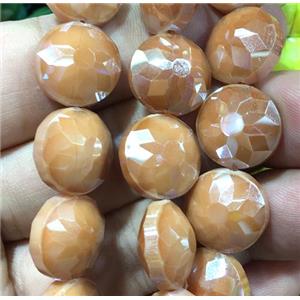 champagne chinese crystal glass bead, faceted coin, approx 14mm dia, 44pcs per st [GSICC1284]