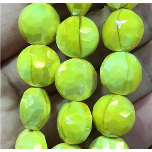 chinese crystal glass bead, faceted circle, olive, approx 14mm dia, 44pcs per st [GSICC1285]