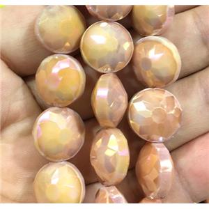 peach chinese crystal glass bead, faceted coin, approx 14mm dia, 44pcs per st [GSICC1286]