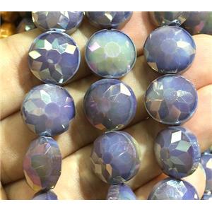 purple chinese crystal glass bead, faceted circle, approx 14mm dia, 44pcs per st [GSICC1289]