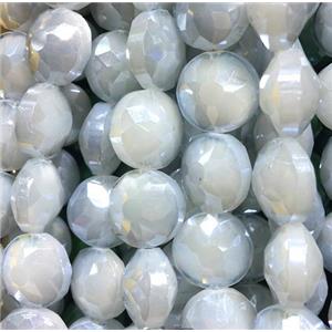 chinese crystal glass bead, faceted circle, grayblue, approx 14mm dia, 44pcs per st [GSICC1292]