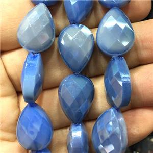 blue chinese crystal glass bead, faceted teardrop, approx 13x18mm, 36pcs per st [GSICC1296]