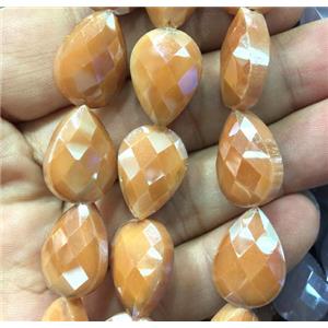 peach chinese crystal glass bead, faceted teardrop, approx 13x18mm, 36pcs per st [GSICC1298]