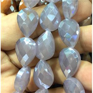 chinese crystal glass bead, faceted teardrop, gray, approx 13x18mm, 36pcs per st [GSICC1299]