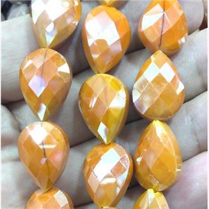 orange chinese crystal glass bead, faceted teardrop, approx 13x18mm, 36pcs per st [GSICC1301]