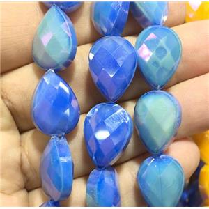 blue chinese crystal glass bead, faceted teardrop, approx 13x18mm, 36pcs per st [GSICC1302]