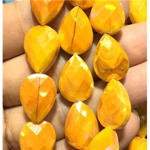 orange chinese crystal glass bead, faceted teardrop, approx 13x18mm, 36pcs per st [GSICC1303]