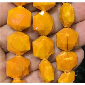 orange chinese crystal glass beads, faceted Hexagon, approx 14mm dia, 44pcs per st [GSICC1320]