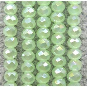 lt.green chinese crystal glass beads, faceted rondelle, AB-color electroplated, approx 2.5x3mm, 150 pcs per st [GSICC1401]