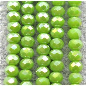 green chinese crystal glass beads, faceted rondelle, AB-color electroplated, approx 2.5x3mm, 150 pcs per st [GSICC1402]