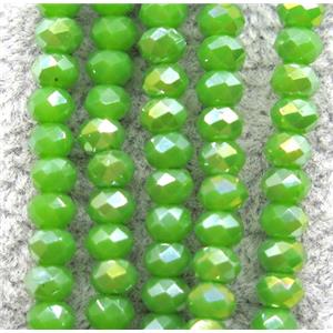 green chinese crystal glass beads, faceted rondelle, AB-color electroplated, approx 2.5x3mm, 150 pcs per st [GSICC1403]