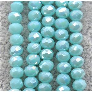 teal chinese crystal glass beads, faceted rondelle, AB-color electroplated, approx 2.5x3mm, 150 pcs per st [GSICC1407]