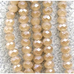 champagne chinese crystal glass beads, faceted rondelle, AB-color electroplated, approx 2.5x3mm, 150 pcs per st [GSICC1420]
