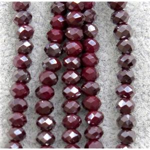red chinese crystal glass beads, faceted rondelle, AB-color electroplated, approx 2.5x3mm, 150 pcs per st [GSICC1424]