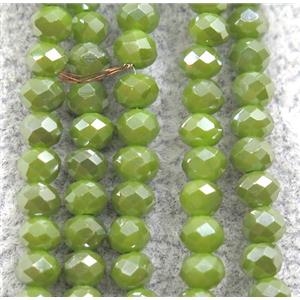olive chinese crystal glass beads, faceted rondelle, AB-color electroplated, approx 2.5x3mm, 150 pcs per st [GSICC1427]