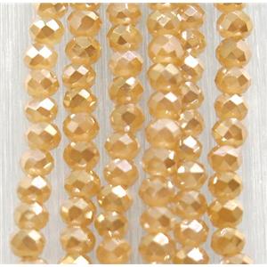 champagne chinese crystal glass beads, faceted rondelle, AB-color electroplated, approx 2.5x3mm, 150 pcs per st [GSICC1433]