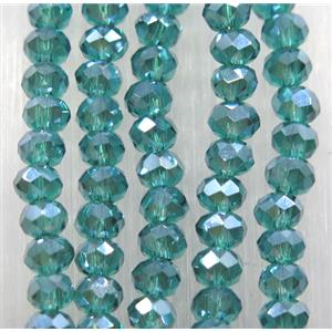 peacockgreen chinese crystal glass beads, faceted rondelle, AB-color electroplated, approx 2.5x3mm, 150 pcs per st [GSICC1438]