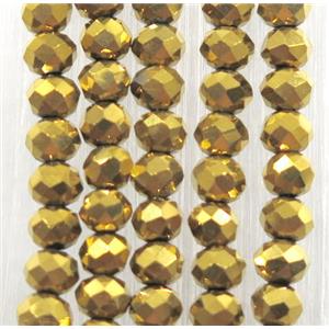 chinese crystal glass beads, faceted rondelle, gold plated, approx 2.5x3mm, 150 pcs per st [GSICC1446]