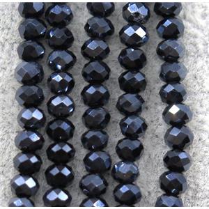 chinese crystal glass beads, faceted rondelle, black, approx 2.5x3mm, 150 pcs per st [GSICC1455]
