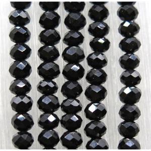 black chinese crystal glass beads, faceted rondelle, approx 2.5x3mm, 150 pcs per st [GSICC1474]