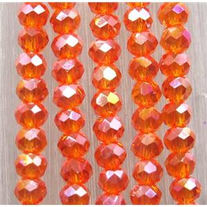 orange chinese crystal glass beads, faceted rondelle, AB-color electroplated, approx 2.5x3mm, 150 pcs per st [GSICC1483]