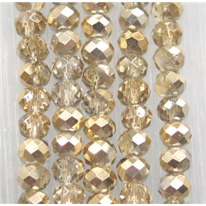 chinese crystal glass bead, faceted rondelle, half gold electroplated, approx 2.5x3mm, 150 pcs per st [GSICC1502]