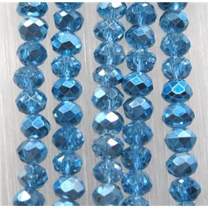 chinese crystal glass bead, faceted rondelle, blue, approx 2.5x3mm, 150 pcs per st [GSICC1504]