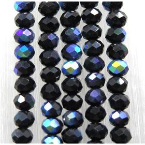 black chinese crystal glass bead, faceted rondelle, half rainbow electroplated, approx 2.5x3mm, 150 pcs per st [GSICC1506]