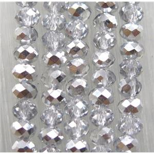 clear chinese crystal glass bead, faceted rondelle, half silver electroplated, approx 2.5x3mm, 150 pcs per st [GSICC1507]