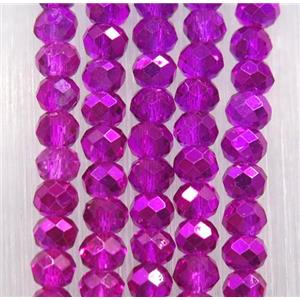 chinese crystal glass bead, faceted rondelle, hotpink, approx 2.5x3mm, 150 pcs per st [GSICC1512]