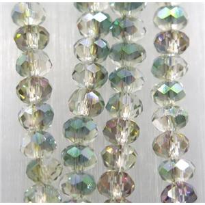 chinese crystal glass bead, faceted rondelle, half green electroplated, approx 2.5x3mm, 150 pcs per st [GSICC1525]