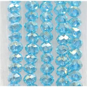 aqua chinese crystal glass bead, faceted rondelle, AB-color electroplated, approx 2.5x3mm, 150 pcs per st [GSICC1527]