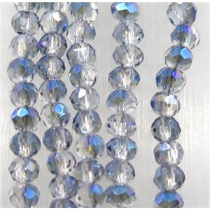 chinese crystal glass bead, faceted rondelle, blue rainbow, approx 2.5x3mm, 150 pcs per st [GSICC1528]