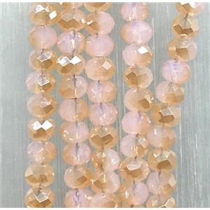 pink chinese Jadeite Glass beads, faceted rondelle, half champagne electroplated, approx 2.5x3mm, 150 pcs per st [GSICC1538]