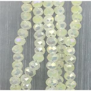 yellow chinese Jadeite Glass beads, faceted rondelle, AB-color electroplated, approx 2.5x3mm, 150 pcs per st [GSICC1543]