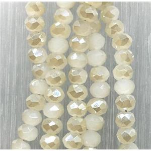 white chinese Jadeite Glass beads, faceted rondelle, approx 2.5x3mm, 150 pcs per st [GSICC1550]