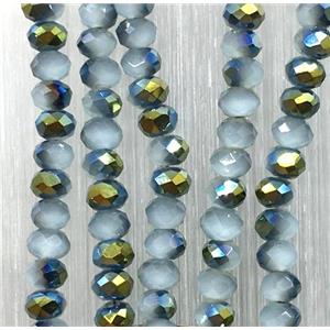 chinese Jadeite Glass beads, faceted rondelle, hlaf green electroplated, approx 2.5x3mm, 150 pcs per st [GSICC1553]
