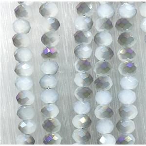chinese Jadeite Glass beads, faceted rondelle, half rainbow electroplated, approx 2.5x3mm, 150 pcs per st [GSICC1554]