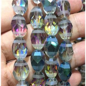 rainbow chinese crystal glass beads, faceted barrel, approx 10x14mm, 50pcs per st [GSICC1577-10X14MM]