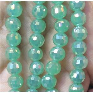 chinese crystal bead, faceted round, green AB-color, approx 10mm dia, 70pcs per st [GSICC731-10MM]