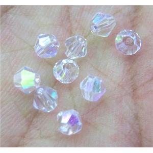chinese crystal bead, bicone, AB color, approx 4mm dia [GSICC750]