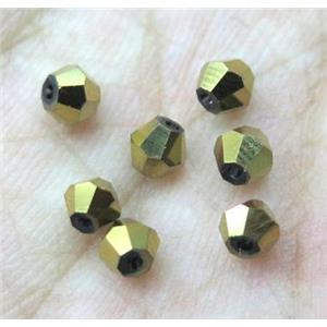 Chinese crystal bead, bicone, gold plated, approx 4mm dia [GSICC752]